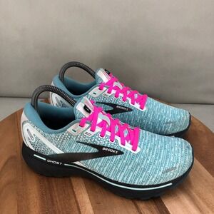 Brooks Ghost 14 Womens Running Shoes Blue Pink Size 8 B Medium Cushioned